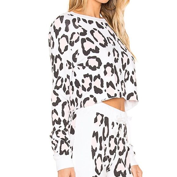 NWT Wildfox Beach House Leopard Crop Sweatshirt - Picture 2 of 10